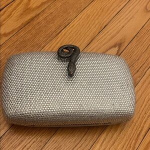 Chic Silver Clutch with Snake Accent
